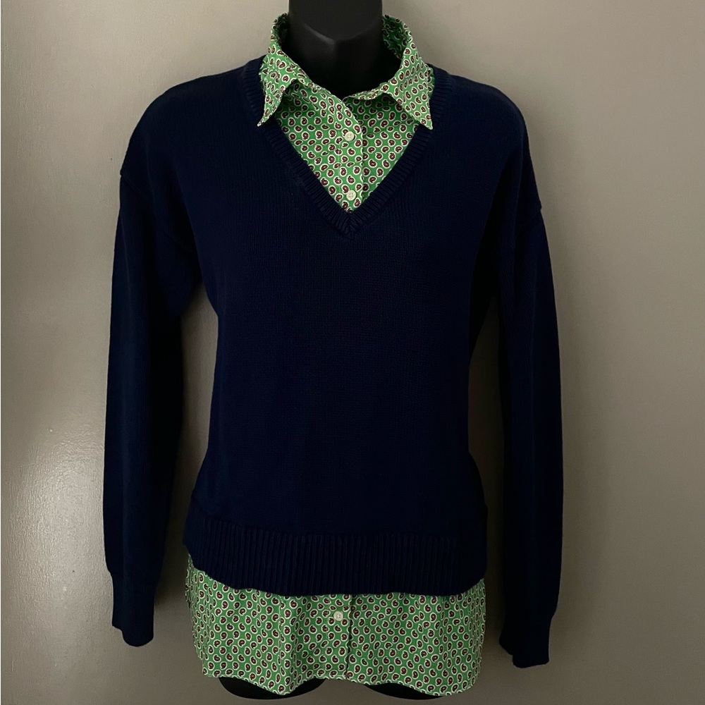Ralph Lauren Navy Sweater with built in shirt